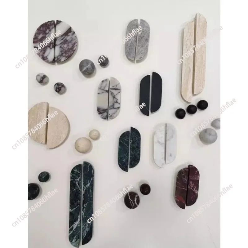 100% Natural Marble Handle French Drawer Wardrobe Handle High-end Villa Home Decoration Doorknob 1 piece