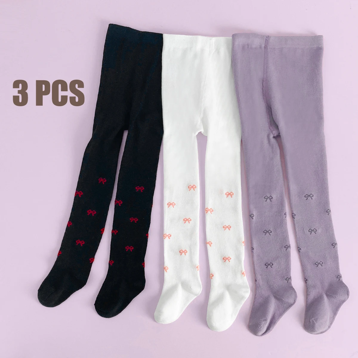 3 PCS All-Year Solid Color Baby Toddler Leggings Socks – Children Girl Kid Tights for Daily School, Play & Layering