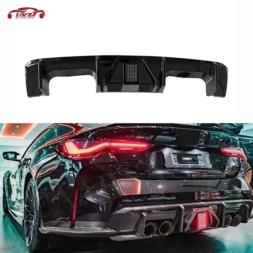 Carbon Fiber Rear Diffuser Bumper Lip Spoiler with LED Light Bodykits for BMW 3 4 Series G80 M3 G82 G83 M4 2021+ ABS Car Styling