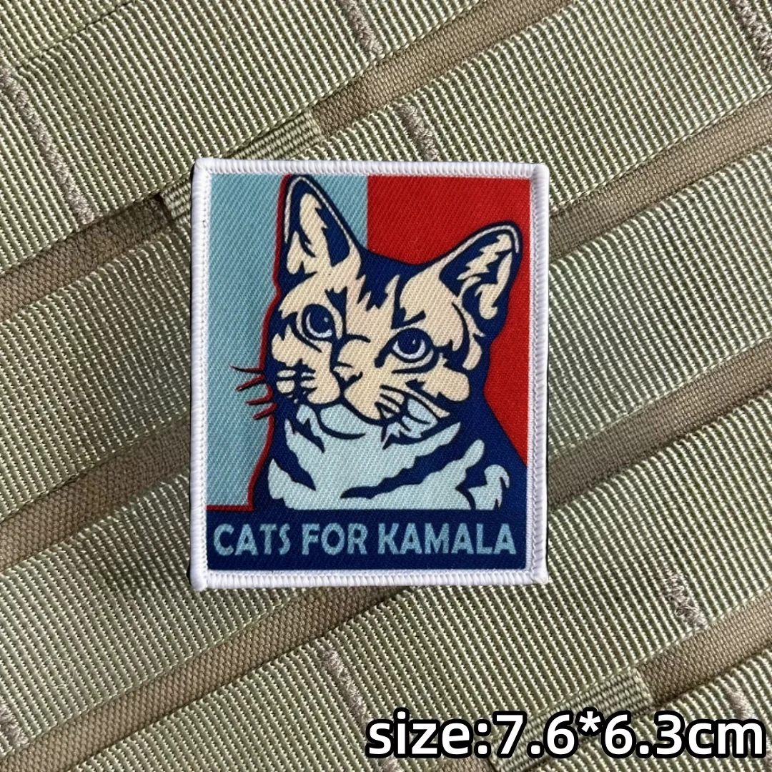 CATS FOR KAMALA Tactical Patch Cat Morale Badge Backpack Sticker Printing Hook and Loop Patches Clothing