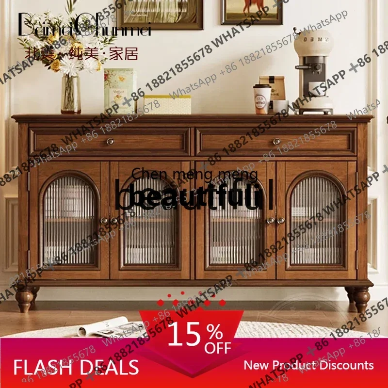 z JAmerican solid wood dining side cabinet storage living room tea wine cabinet kitchen locker