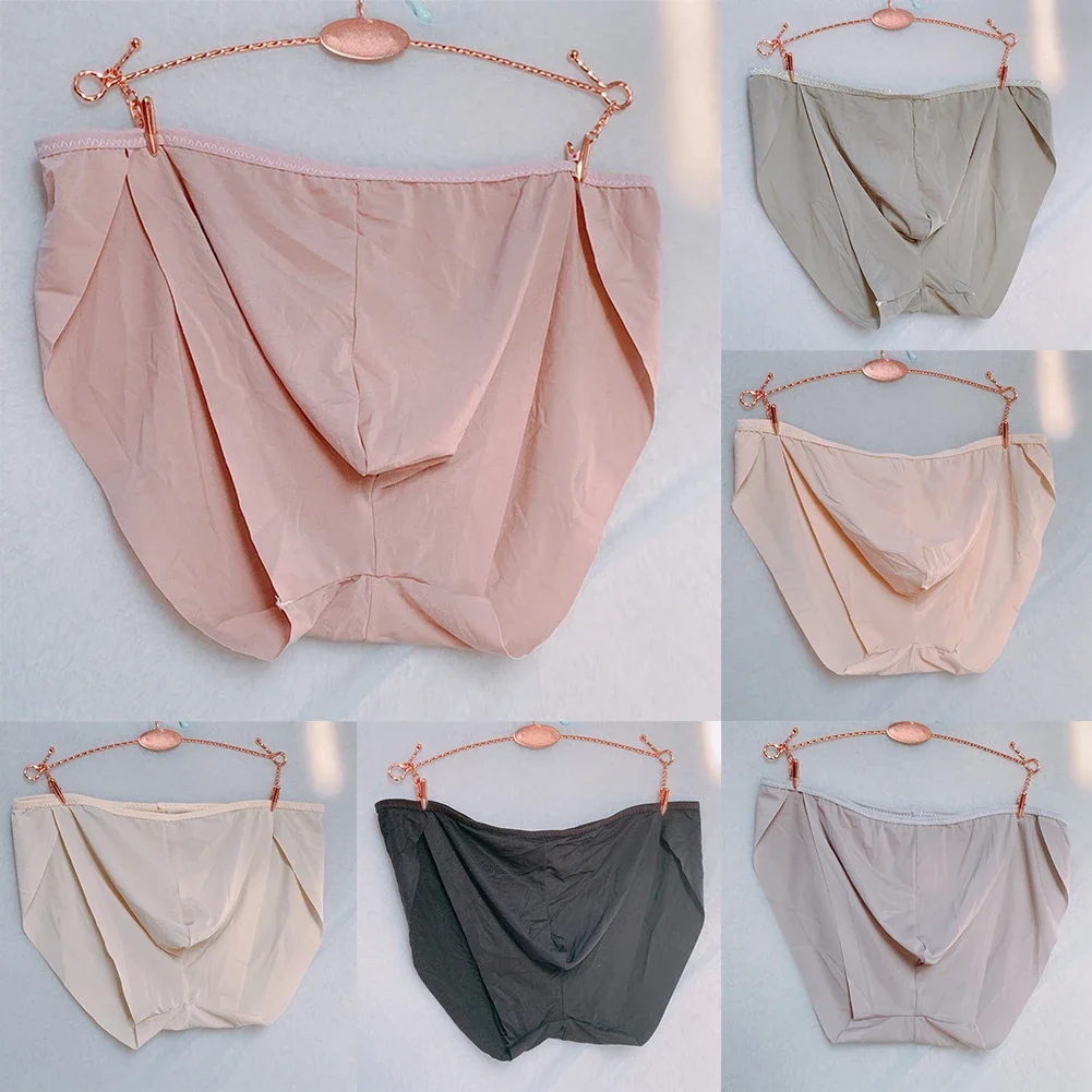 1pc Men's Underwear Lingerie Sexy Ice Silk Briefs Shorts Underpants Breathable U-Convex Pouch Low Waist Man Panties