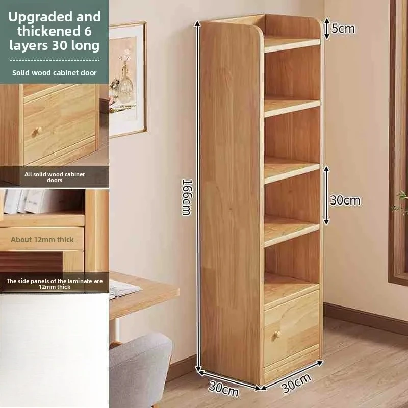 Bookcase Bookshelf Solid Wood Storage Cabinet Home Furniture With Doors Display Shelf Large Tall Unit for Living Room Study