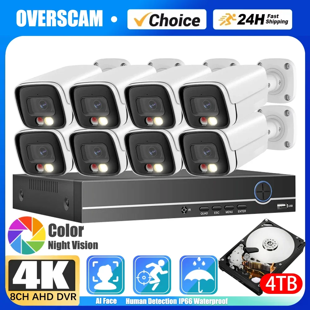 8 canais dvr cctv segurança ai sistema de câmera câmera ahd kit analógico hd 4k 8mp metal bala à prova dwaterproof água inteligente conjunto vigilância vídeo