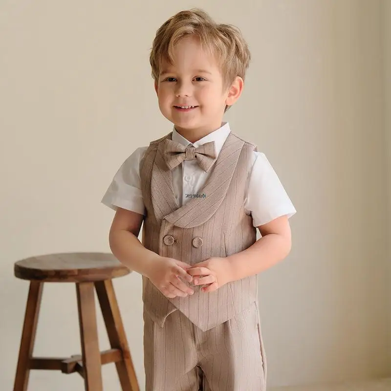 School Kids Beaufitul Birthday Suit Children Formal Wedding Performance Tuxedo Wear Baby Boys Summer Luxurious Photograph Dress