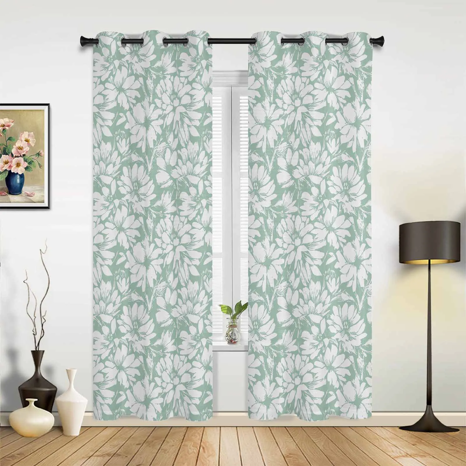 Chrysanthemum Plants Spring Flower Living Room Curtains Modern Home Decor Kitchen Drapes Bedroom Balcony Window Curtains