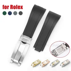 20mm Rubber Silicone Watchband for Rolex DAYTONA SUBMARINER GMT Yacht-Master Strap Diving Bracelet 9×9mm Fine-tuning Buckle