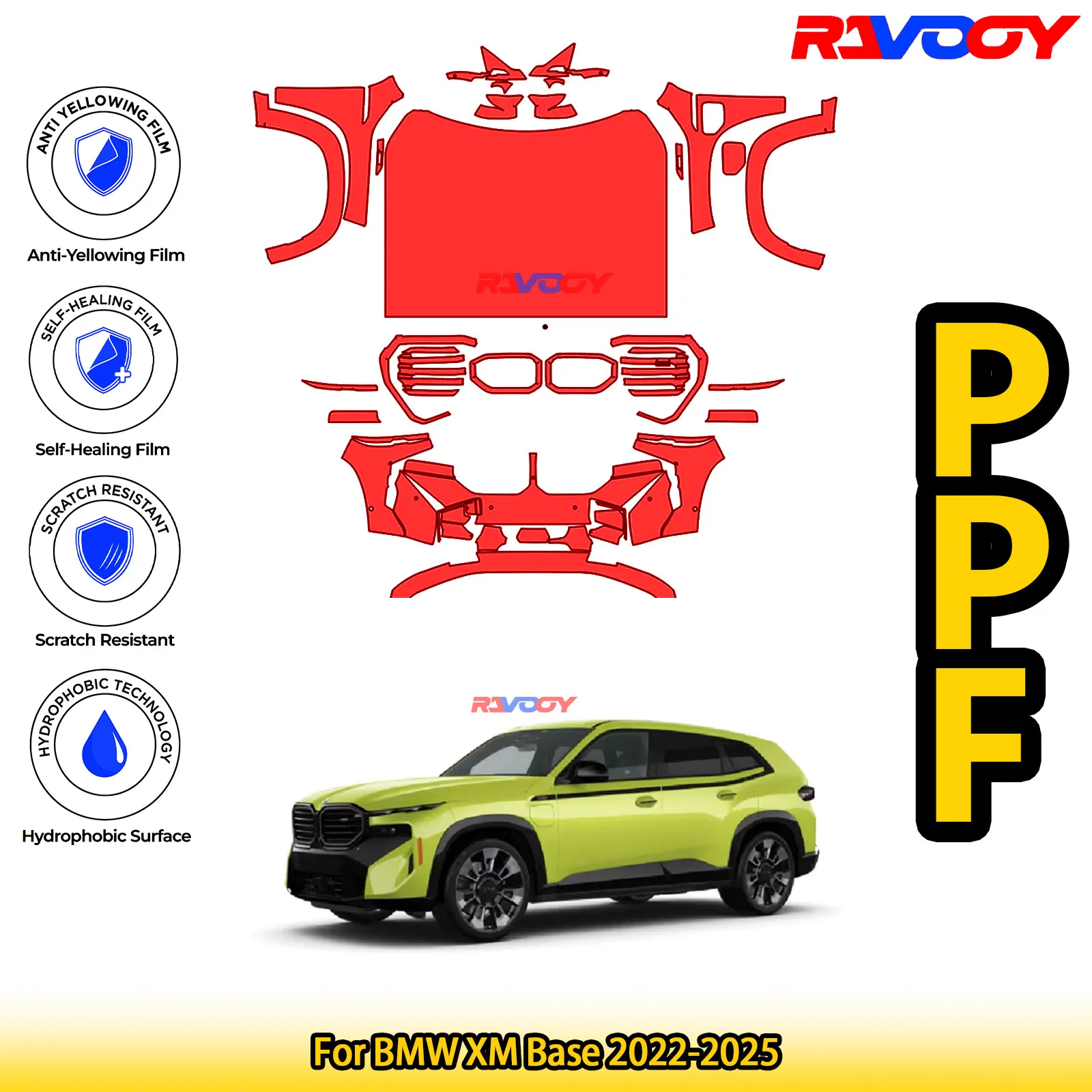 

For BMW XM Base 2022-2025 Glossy Matte Black Precut front PPF Kit Paint Protection Film