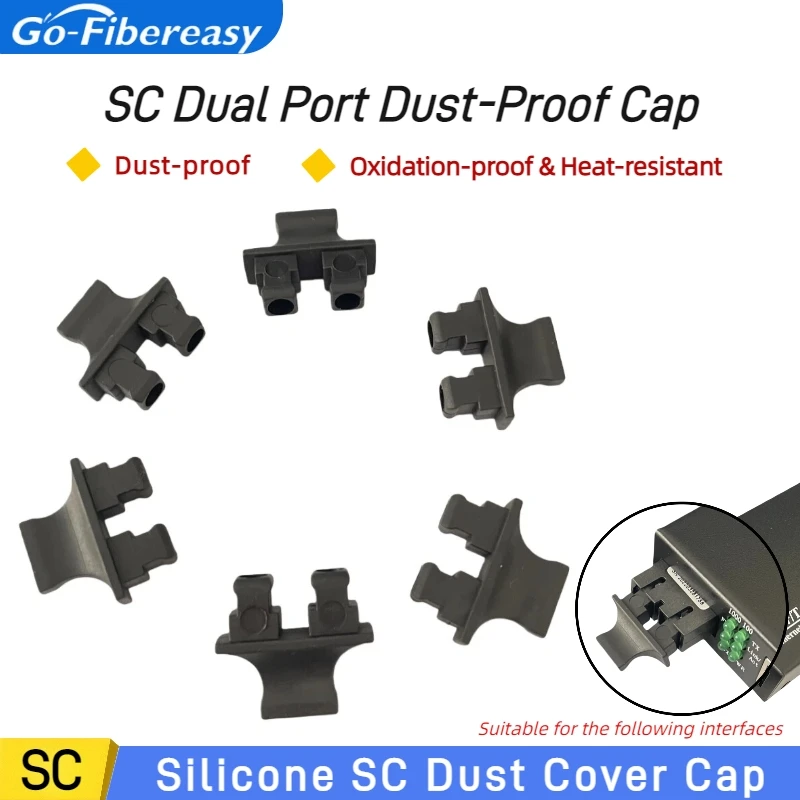 

SC Dual-Port Optical Port Dust Plug, Silicone Anti-Static Dust Cap for Fiber Media Converter Optical Port & GBIC Optical Module