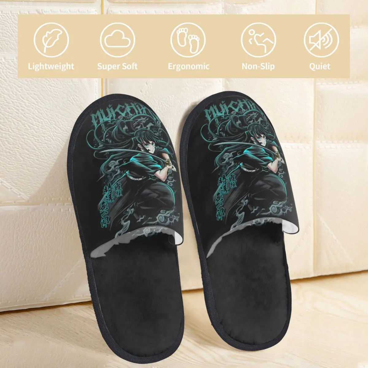 Zapatillas Muichiro Tokito personalizadas, zapatillas de casa suaves y cálidas de espuma viscoelástica para mujer, zapatos mullidos para interiores