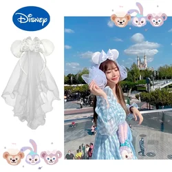 Disney Mickey Mouse Headband Hair Accessories Princess White Veil Wedding Hairpin Hair Accessories Photo Travel Gift Cute Girls