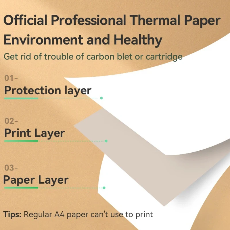 Rollo de papel térmico Peripage A4 plegado para impresión de impresora A40, papel térmico A4 de secado rápido a largo plazo para impresión fotográfica en PDF