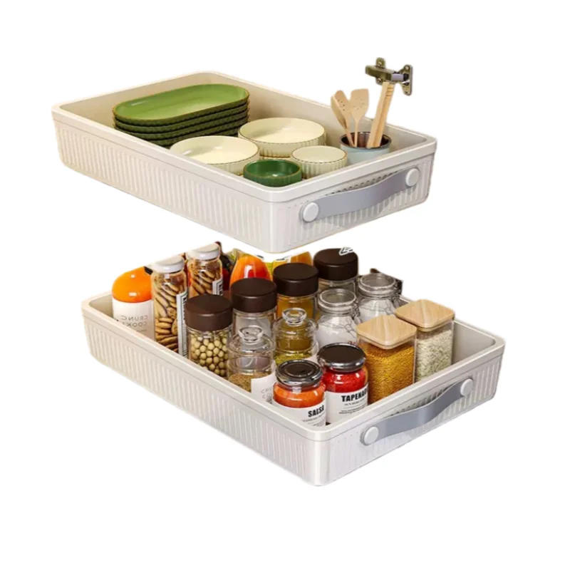 

Kitchen Sliding Cabinet Shelf with Slide Rails Drawer Pull Out Storage Tray Spice Rack Bowl Dish Shelf Pantry Kitchen Organizer