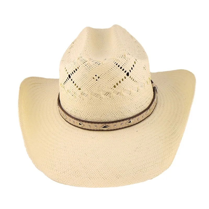 Stiff Five-point Grass Hand-knitted Knight's Cap Western Panama Cowboy Hat Spring And Summer Men's Sun Hats