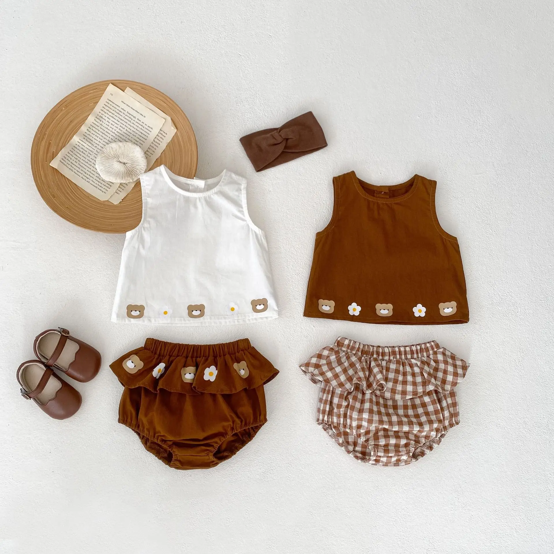 0-3T Newborn Kid Baby Girl 2pcs Clothes Set Summer Cotton Sleeveless Tank Top Shorts Two Piece Set Cute Sweet Outfit