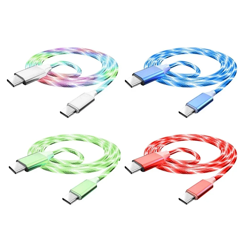 USB-C-Kabel, schnelles Laden, 60 W, Typ C auf Typ C, leuchtendes LED-Ladekabel für iPhone 15 Pro Max, Samsung S24, OPPO VIVO Xiaomi