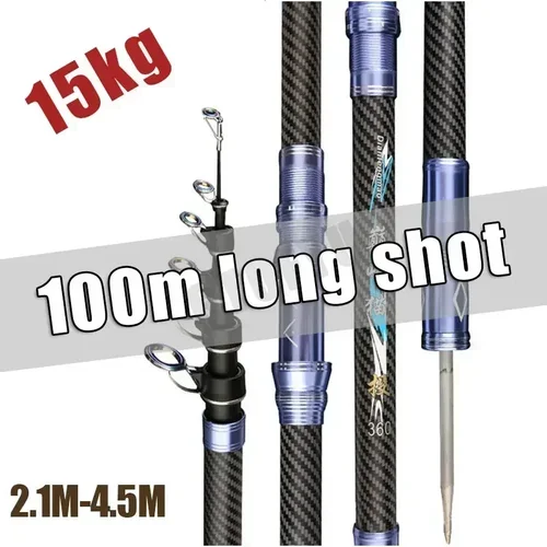 Imagen 1 del producto Best Telescopic Portable Rotary Fishing Rod 2.4M,2.7M,3.6M,3.9M,4.5M Fishing Rod 15kg Travel Sea Boat Rock Fishing Spinning Rod