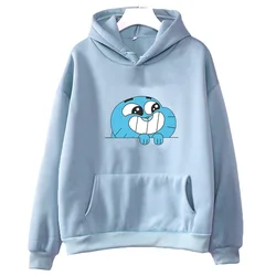 Gumball Wattersonn Stampa Felpe Cute Cartoon Anime Felpe con cappuccio Donna/uomo Abbigliamento in pile Autunno Pullover con cappuccio Manica lunga