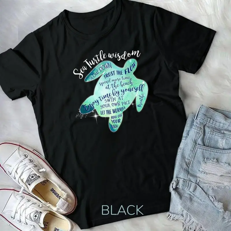 Sea Turtle Wisdom Slow Down Breathe Turtle Lovers Gift Idea Unisex T shirt