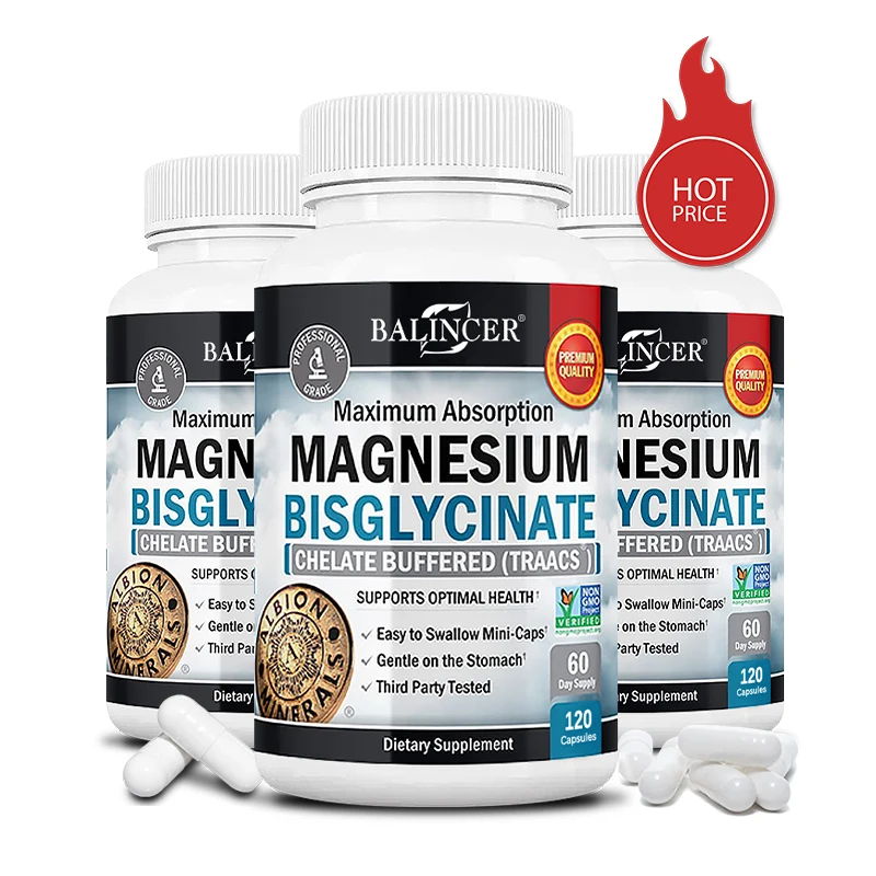 Balincer Magnesium Bisglycinate Supplement -Easily Absorbed - Supports Healthy Sleep,Bone and Muscle Health-Non-GMO,120 Capsules