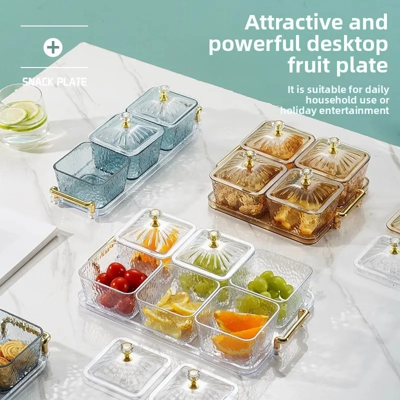 

Акриловый разделенный поднос для фруктов, ящик для хранения закусок, блюдце, тарелка для композиции сухофруктов для дома, гостиной, бара, КТВ-клуба