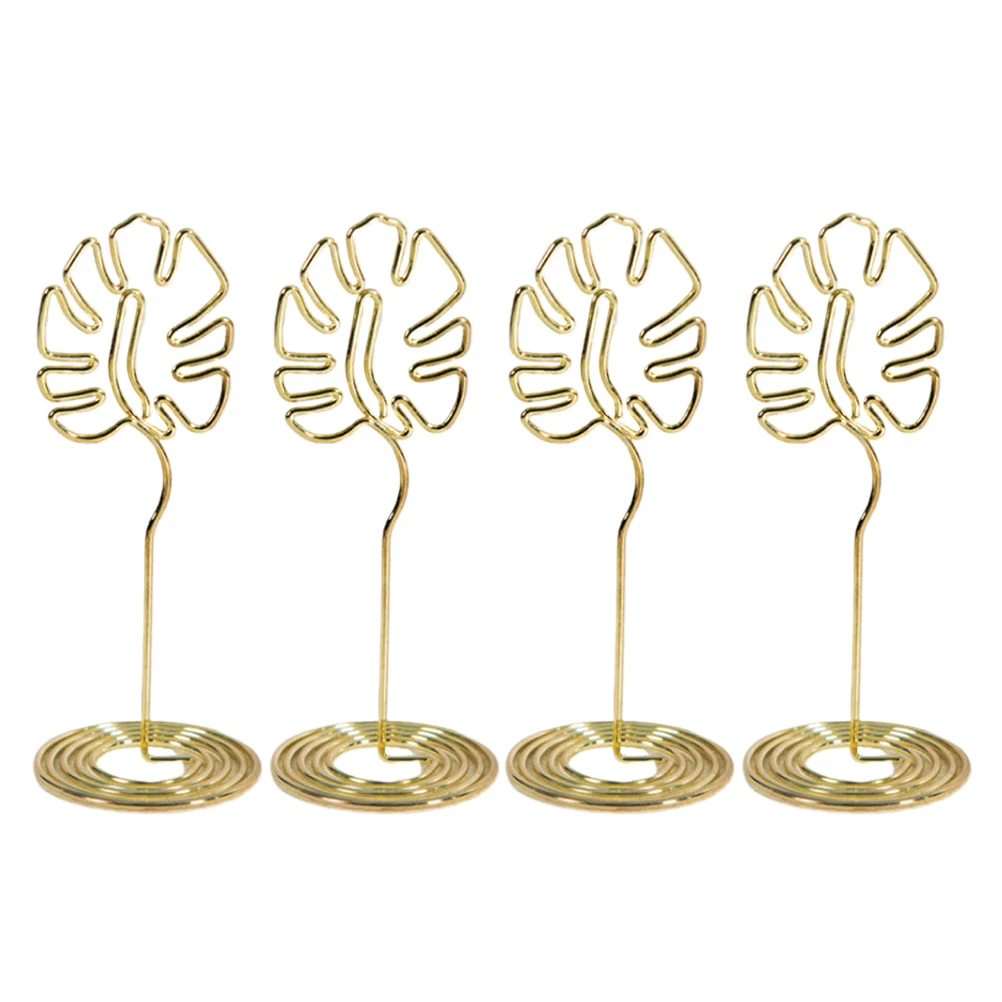 

4pcs Turtle Leaf Card Holder Metal Sturdy Base Desk Accessories Table Number Memo Paper Clip Wedding Decorations