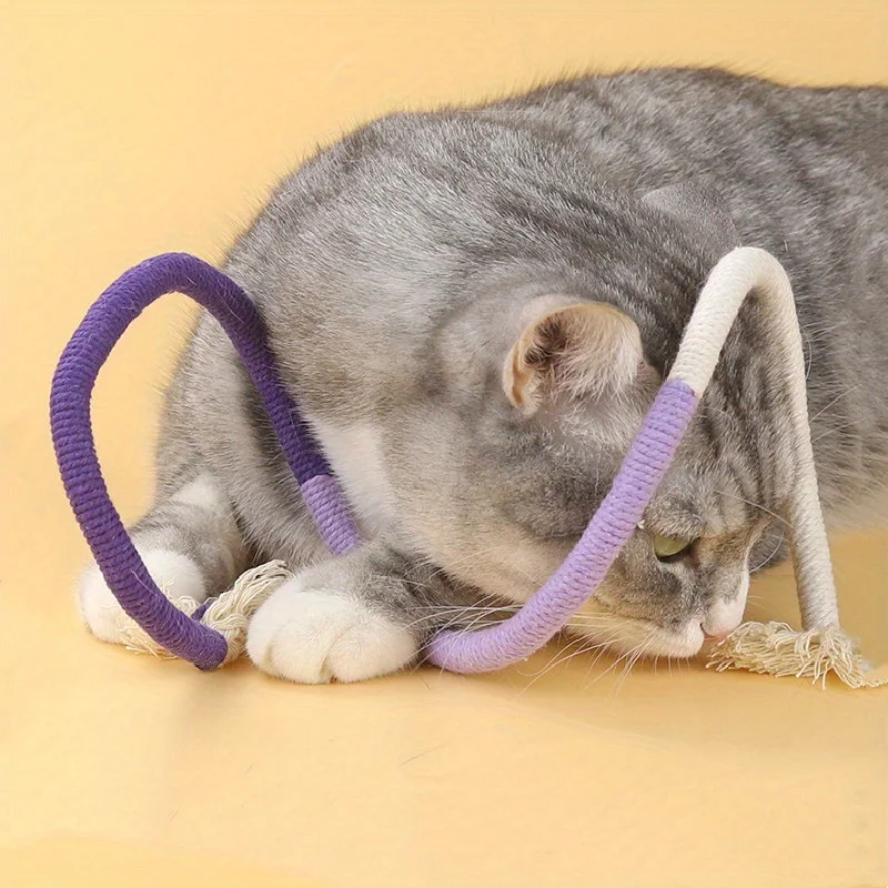 Color Cat Cotton Rope Toy Self explanatory pet knot gnawing teeth grinding cat interactive game toy Pet Teeth Cleaning Supplies