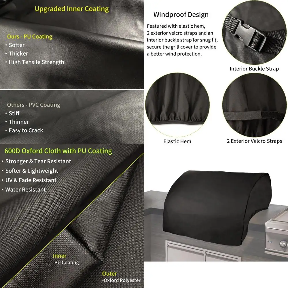 

Universal 42 Inch Outdoor BBQ Grill Cover, Water-Resistant and Elastic Fit for Built-In Grills