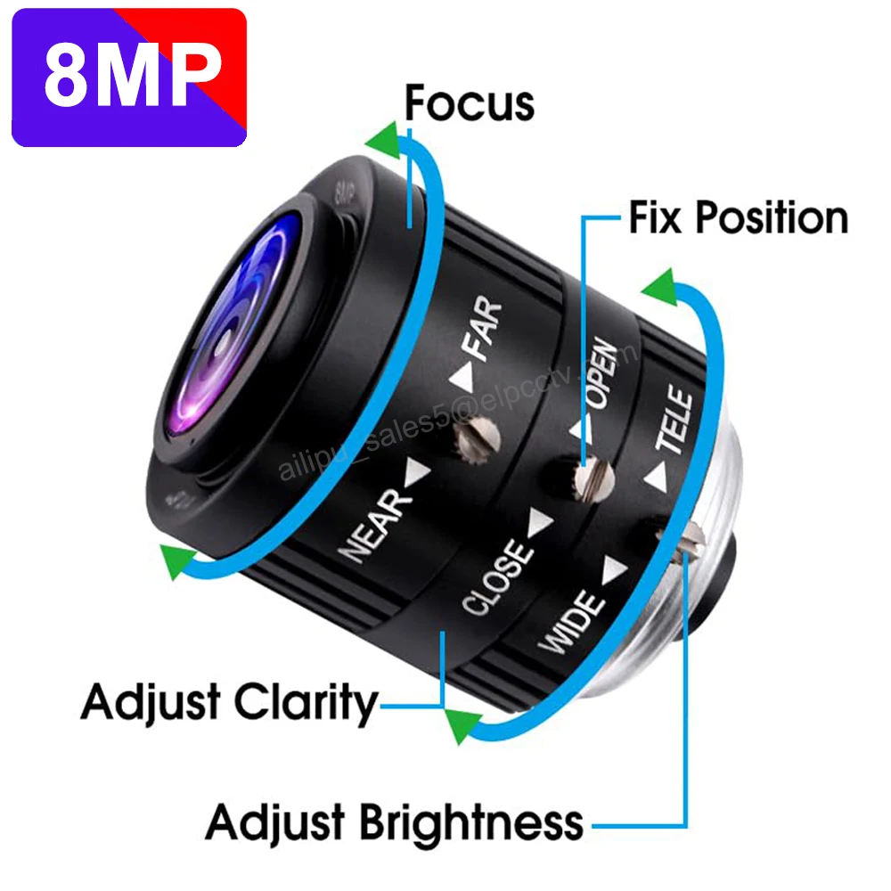 ELP 8MP High Resolution 3.6-10mm Zoom Lens with C/CS Mount 1/1.8