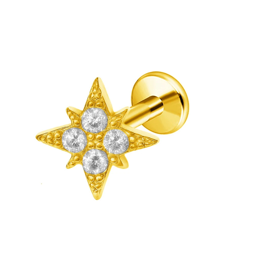 Titanium Star Threadless Piercing Earring for Cartilage