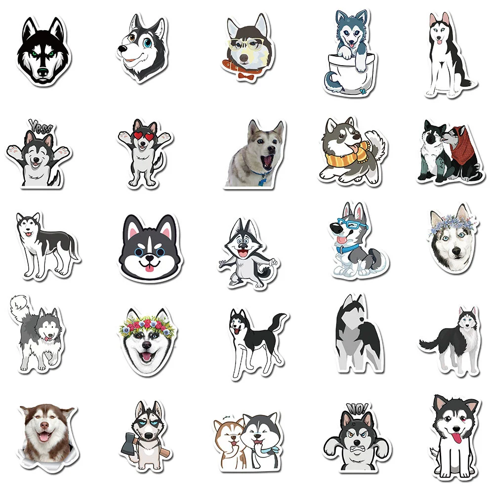 10/30/50PCS Cute Pet Husky Trendy Graffiti Waterproof Sticker Toy Decoration Notebook Kids Gift iPad Guitar PVC StickerWholesale