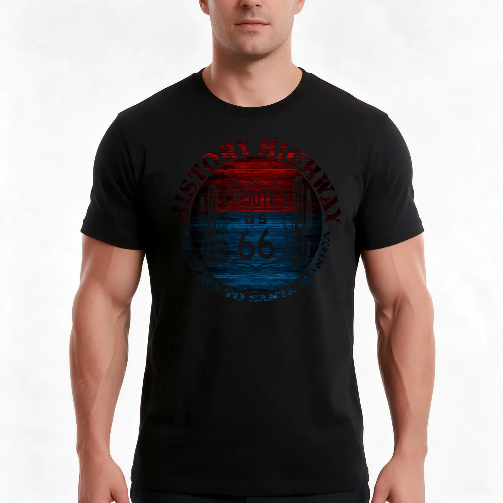 Route 66 The Great America Road Vintage Trip Perfect Gifts. T-Shirt, Summer Casual Cotton Tee, Oversized Streetwear Tops