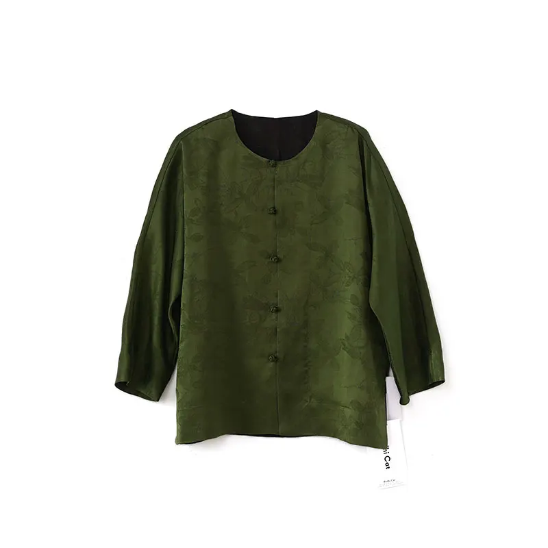 

Новинка: летний длинный шелковый халат Bodhl в стиле ретро с вышивкой в виде буквы K, уличный стиль, круглый вырез, новинка лета