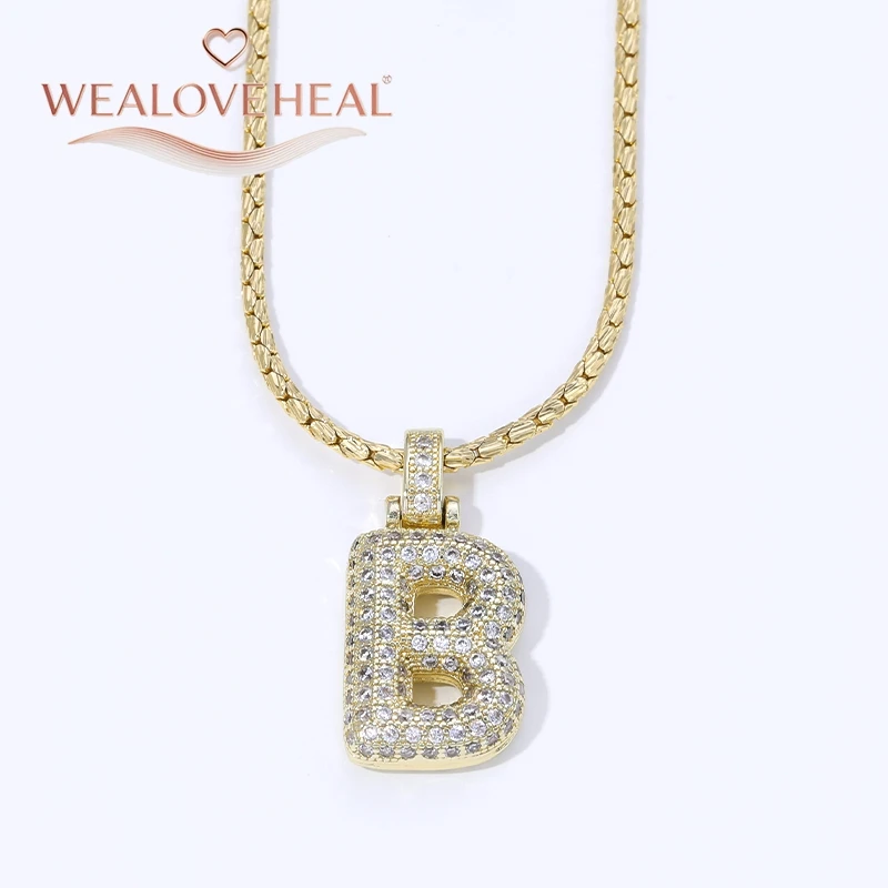 18K Vergoldete A-Z Bubble Initial Halskette, Puff-Ballon-Buchstaben-Anhänger Halsketten mit Zirkonia, Hip-Hop-Schmuck Geschenk für Frauen und Männer – Detail 20