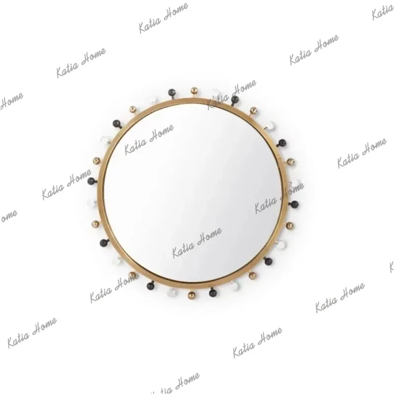 PG European Style Girls' Bedroom High-Definition Vanity Mirror Living Room Wall-Mounted Artistic Decorative Mirror Diameter 99cm
