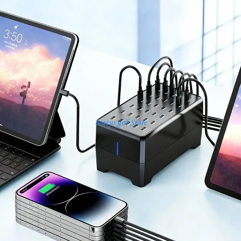 

C7AB Upgraded 30 Port USB C Safe Stable Output Works For Different Electronics
