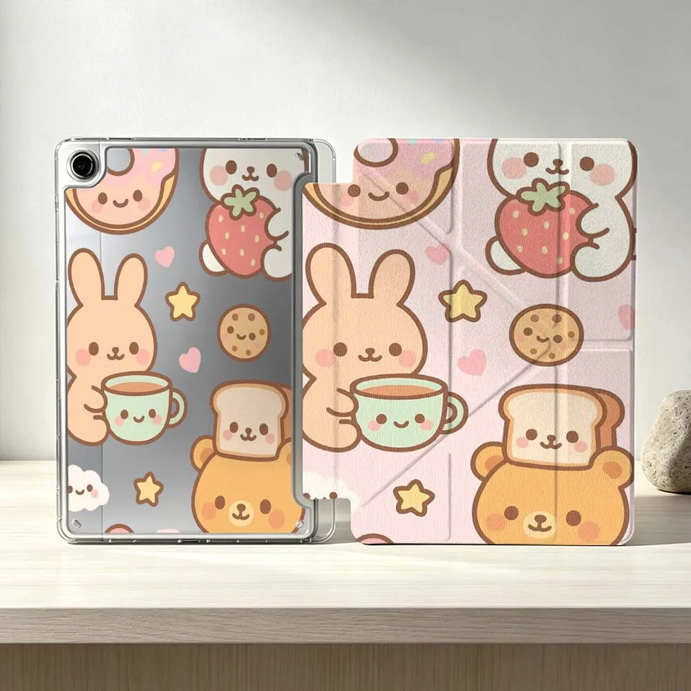 Cute Bunny Bear Pattern Soft For Samsung Galaxy Tab S10 S9 S8 S7 S6 A11 A10 A9 FE Plus Lite Foldable 3Y Tablet Case