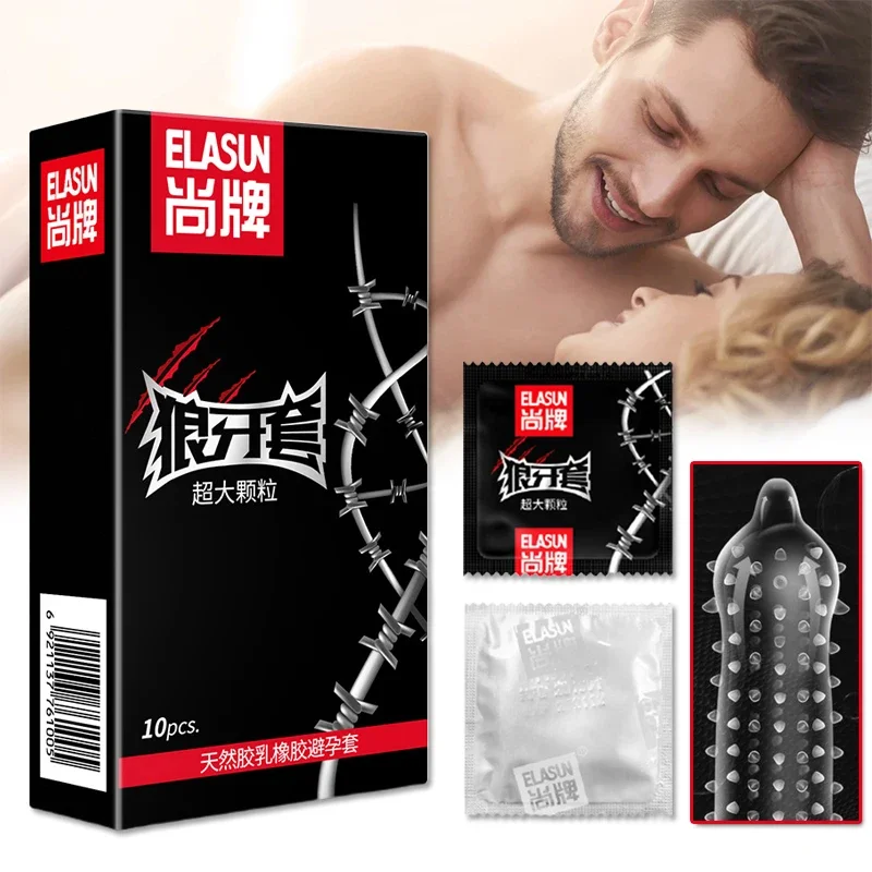 Preservativos de látex Natural para hombres, preservativos con punta superpunteada, manga para pene, retraso sexual, antiedad, Juguetes sexuales