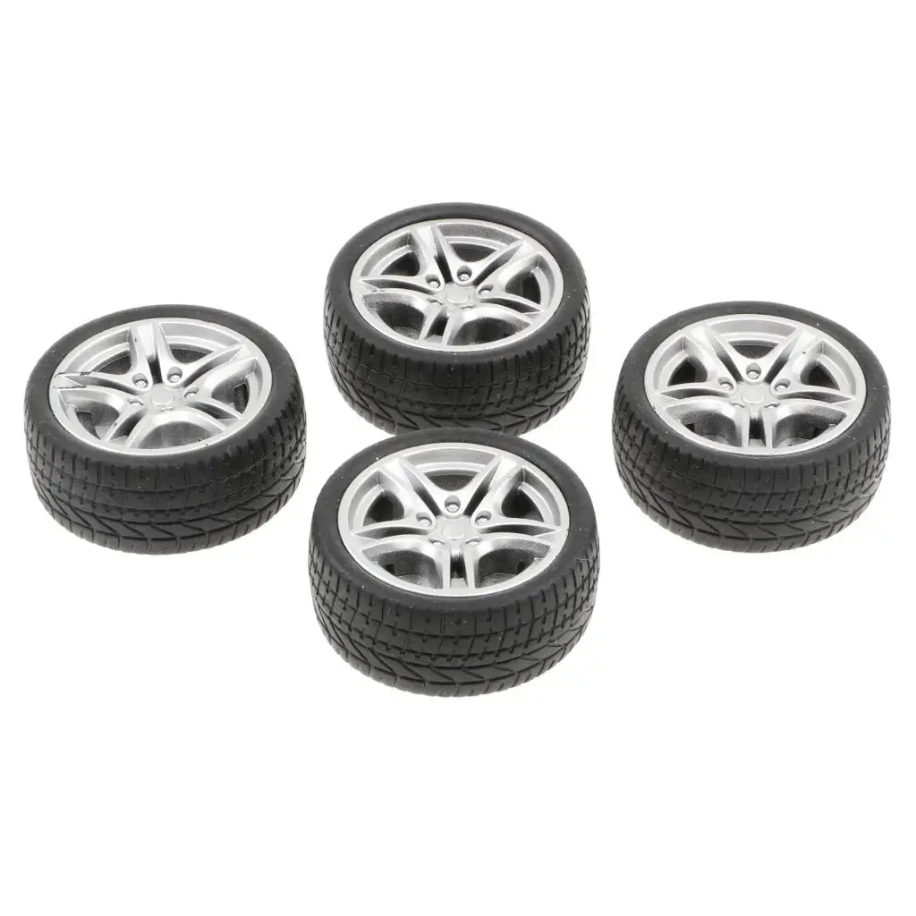 4pcs/lots 1: 10 Scale Touring  5 Spoke Rubber Wheel Rims & Tires 48mm for DIY Remote Control Vehicle Modified Parts