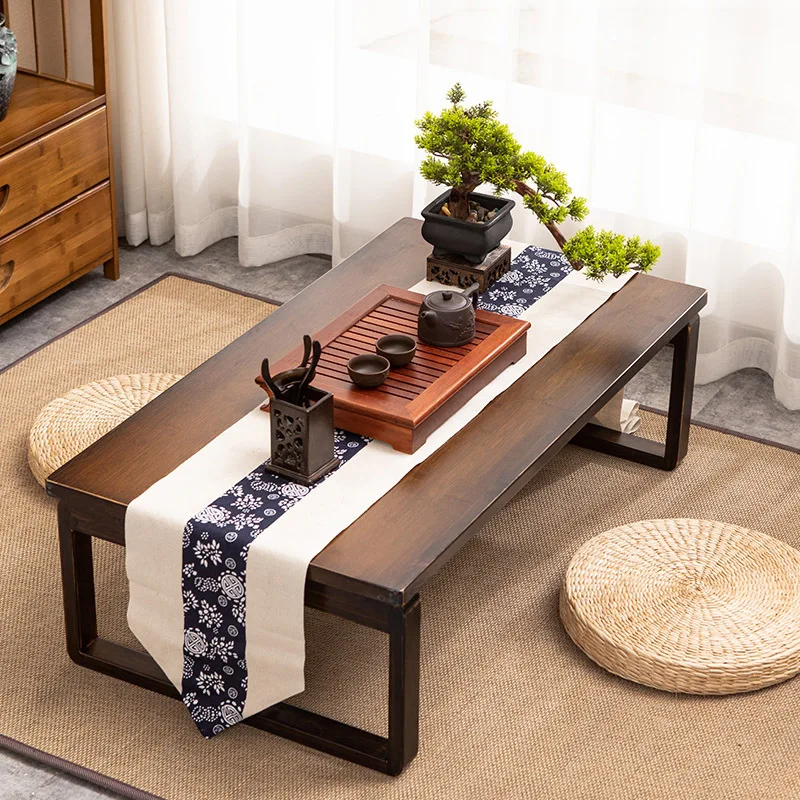 Black walnut color tatami small coffee table rectangular Chinese style folding low table bamboo bay window small table home