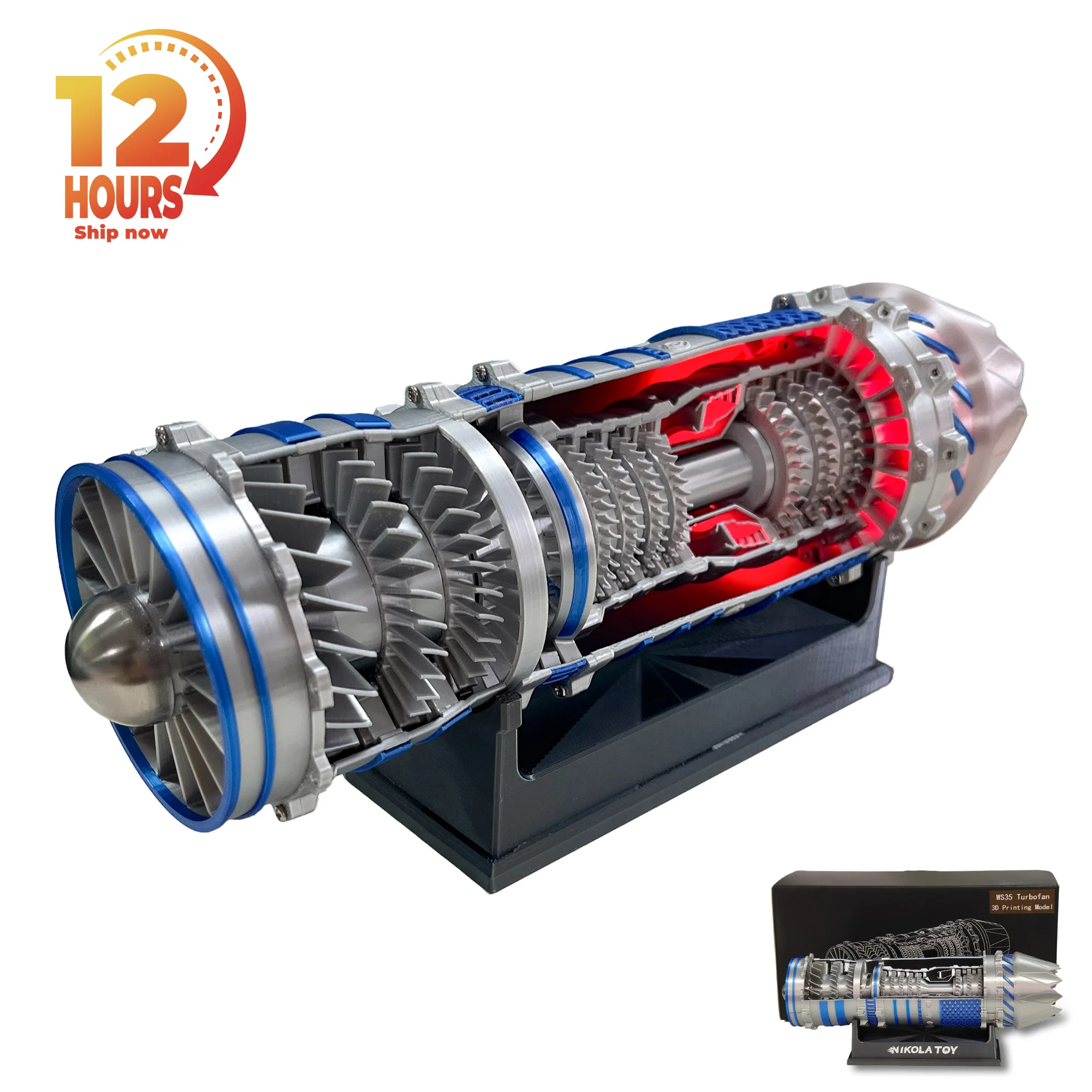 J-35A 1:14 Turbofan Engine Model 3D Printed Fighter Jet Turbojet Engine Air Show Limited Model Gift