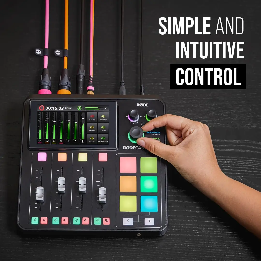 RODE-Caster Duo Professional Streaming Mixer, Live Broadcast, Placa de Som Externa, Wireless, GO II