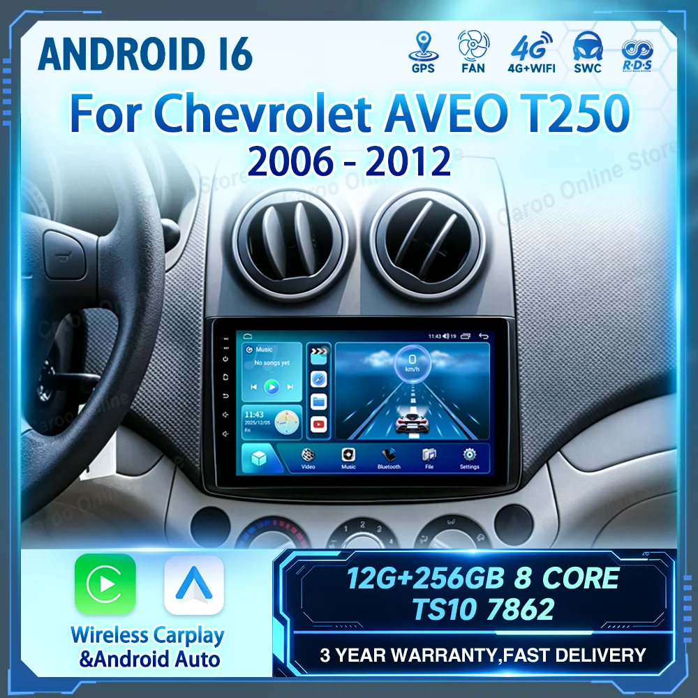 Car DVD Android Car Radio Stereo For Chevrolet Aveo T250 2006 -2012 Nexia 1 2020-2022 Auto Multimidia Player GPS Navigation WIFI