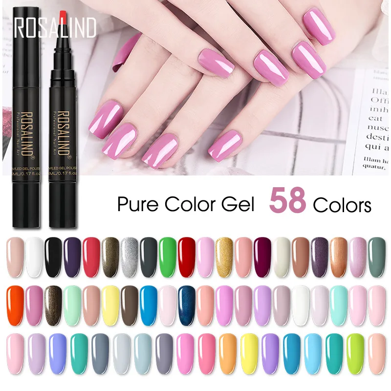 

Rosalind Lazy Nail Polish Gel Pen 5ml Solid Color Nail Brush 58 Color Phototherapy Gel Nail Polish Gel Pen Gel Paint