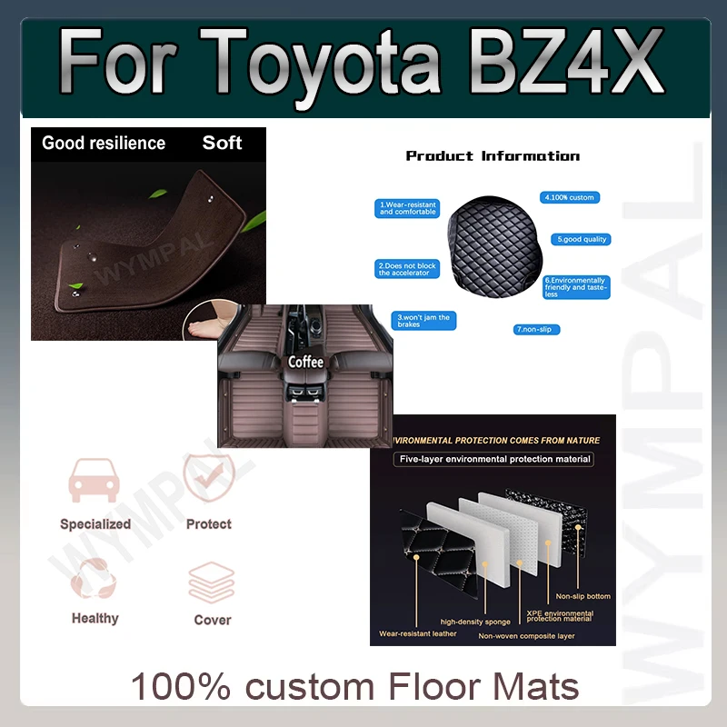 

Luxury Custom Car Floor Mats for Toyota BZ4X 2022 2023 all model auto Rug Carpet Footbridge Automobiles accessories styling