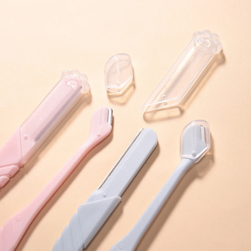 베테랑용 보호 커버 포함 눈썹 트리머, 넓고 좁은 입, 크고 작은 날, 직선 모서리, 메이크업 도구, 세트당 2 개