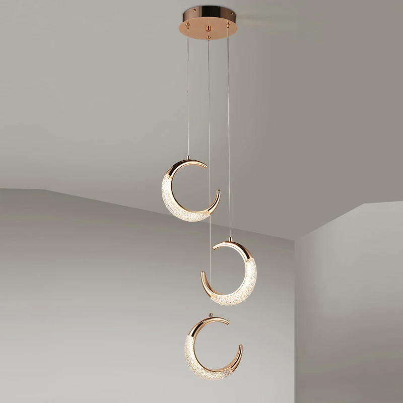 

Creative Crescent Chandelier Shape Room Lighting Fixture Acrylic Lampshade Luxury Gold Pendant Lamp Decor LED Hanging Lamp