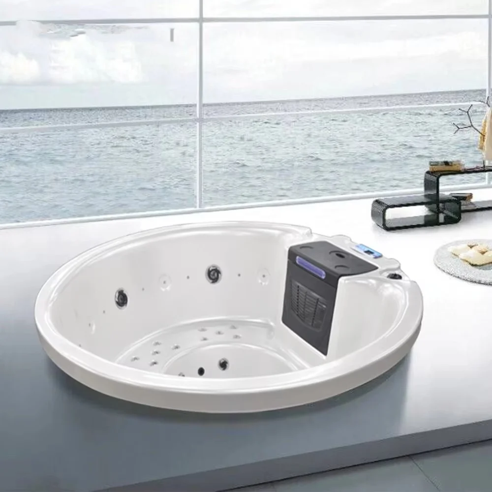 

Outdoor Large Round Bathtub SPA Freestanding Hot Tub Hydro Massage Bath Spa 4 People Air Jet Whirlpool For Four Adults