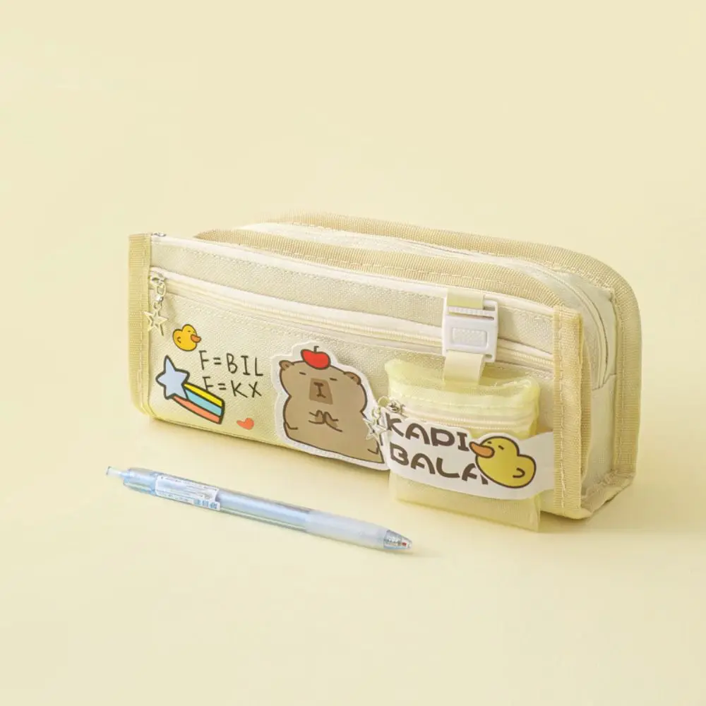 Panda Capybara Pencil Case Large Capacity Bear Cartoon Pen Pouch Multi-Layered Storage Box Stationery Storage Bag Children