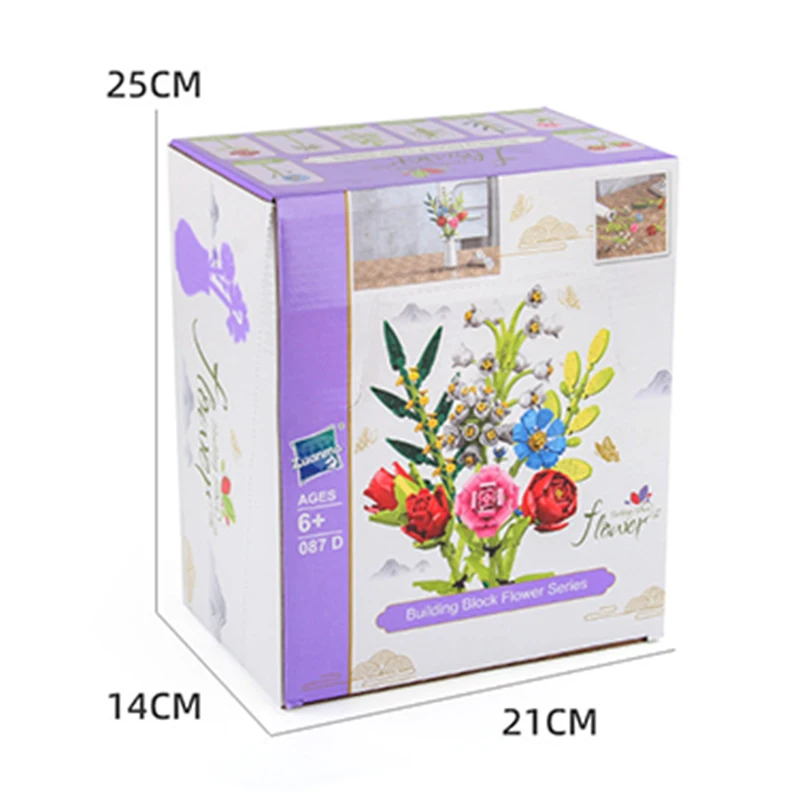 Bouwsteenboeket Creatieve DIY kleine deeltjes bouwstenen om binnenhuis desktop decoraties rozen meisjes geschenken te monteren